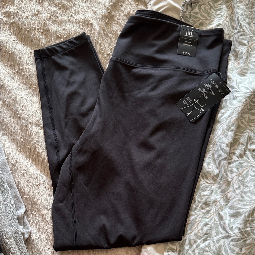 INC Black Leggings High Rise Compression 2x NWT